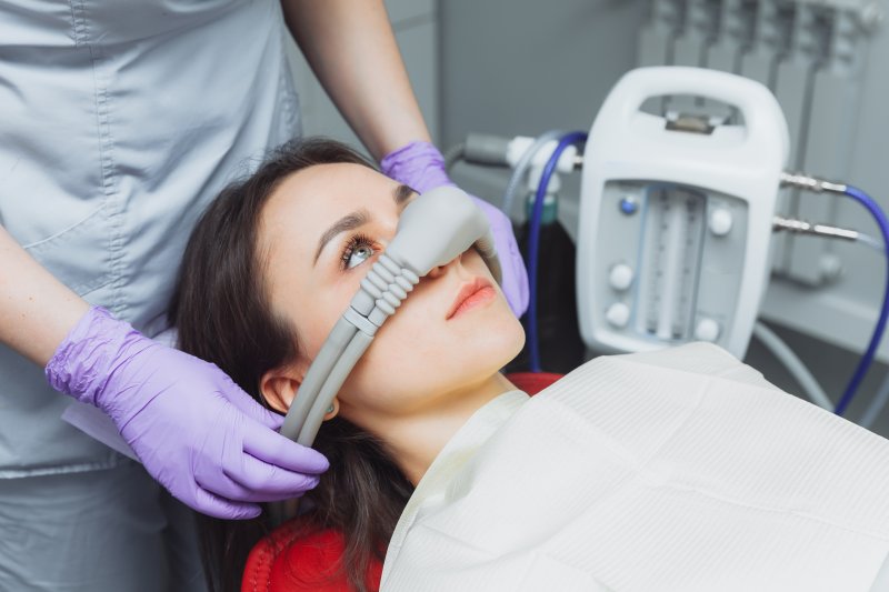 female patient receiving nitrous oxide